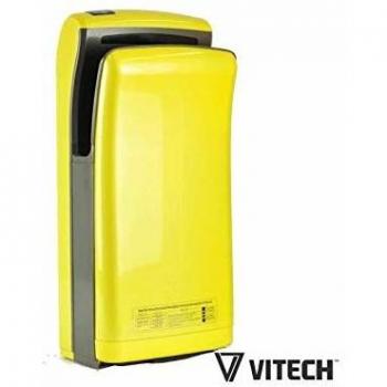 Secador de manos automático Vitech doble chorro de aire rápido 1800W amarillo