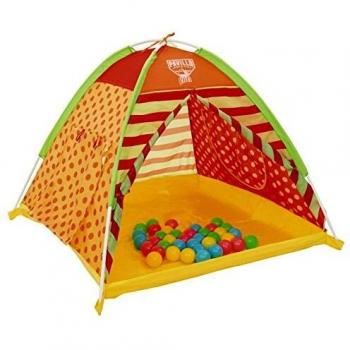 BESTWAY 68080 - Piscina de Bolas Play Land 112x112x90 cm con Tienda de Campaña y 40 Bolas de Colores Para Niños y Niñas Mayores de 3 Años Incluye Bolsa de Transporte