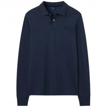 Gant Men's Men's Long Sleeve Blue Polo Shirt In Size Xl Blue