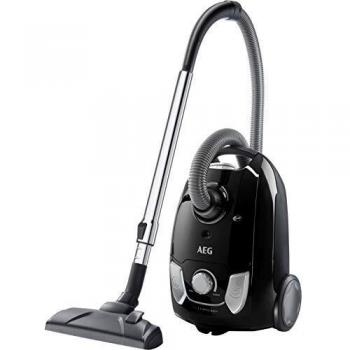 AEG VX4-1-EB Aspiradora de Trineo Con Bolsa, 750W de Potencia, Indicador de Llenado, Radio de acción de 7.5m, Capacidad para 3,5 litros, 79dB de Ruido, Cepillos Suelos Duros y Parquet, Negro, Clase A