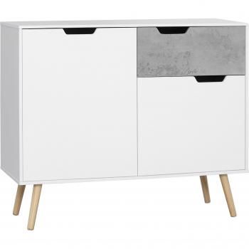 Aparador de Cocina HOMCOM con 2 Puertas y 1 Cajón Estilo Moderno Blanco