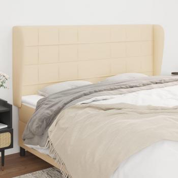 Cabecero con Orejas de Tela Color Crema 203x23x118/128 cm