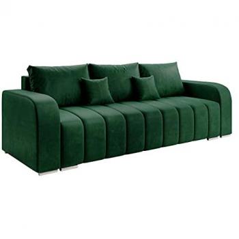 Sofá-cama Muncie 106 con canapé y caja de ropa de cama, color Manila 35, dimensiones 244 x 86 x 90 cm
