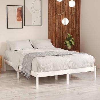Estructura de cama de madera maciza de pino blanco con acabado gris, tamaño 200x200 cm