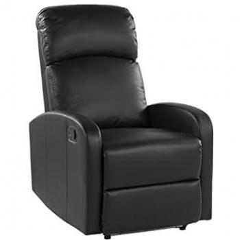Sillón Reclinable Moderno Virrat en Piel Sintética Negra con Puerto USB y Luces LED
