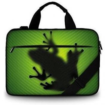 Luxburg® Design Bolso Funda blanda business para portátil ordenadores Laptop Notebook hasta 17.3 con correa. compartimentos. Motivo: Silueta de rana