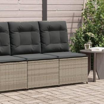 Sillón reclinable de jardín con cojines ratán sintético gris vidaXL 508814, polirratán, color gris