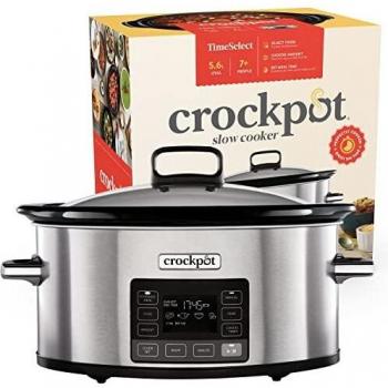 Crockpot olla de cocción lenta digital con tecnología TimeSelect | Pantalla digital y planificador de comidas programable | 5,6 l