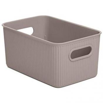 Cesto de Almacenamiento Multiusos Mediano Baobab 5L Taupe, Plástico PP Sin BPA, Dimensiones 18.1 x 27.2 x 13 cm