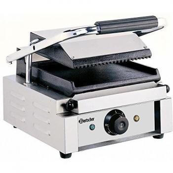 Grill Contacto Profesional Bartscher 1800W - Superficie Superior Rayada y Inferior Lisa