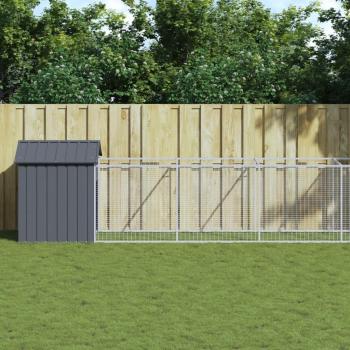 vidaXL Galvanised Steel Dog House with Roof, Anthracite, 117x60.9x123 cm