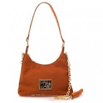 Bolso de hombro Diller para mujer con asa metalizada, cierre cremallera y diseño casual en color naranja