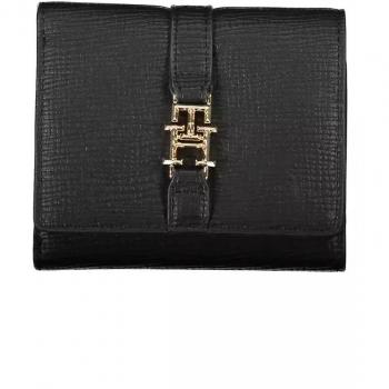 Cartera Trifold Elegante de Polietileno Negra para Mujer Tommy Hilfiger, Talla Única
