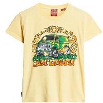 Camiseta Ajustada de Manga Corta con Gráfico Neón Motor para Mujer Superdry
