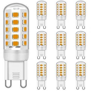 LED G9 Ligero Bombillas 3W Equivalente a 28W 33W 40W Halógeno Bombillas, Suave Blanco cálido 2700K, CRI> 85, G9 Enchufe Ahorro de energía, sin parpadeo, no regulable, CA 220-240V, paquete de 10