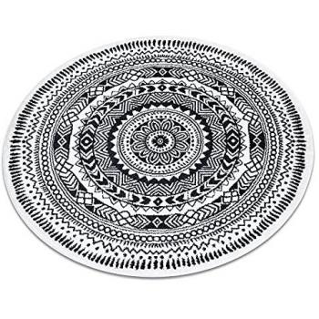 Alfombra Divertida Napkin Circular - Crema y Negro 200 cm