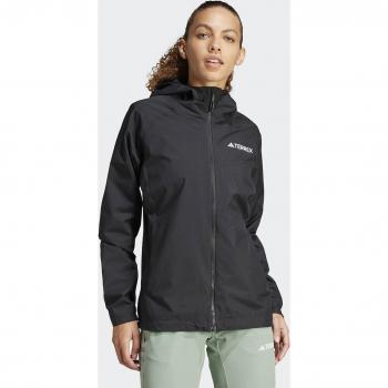 Chaqueta de mujer Terrex Multi 2L Rain adidas, negra, impermeable, transpirable, con capucha ajustable y múltiples bolsillos