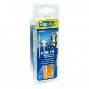 Remaches de Acero Inoxidable Rapid 4.0 x 14 mm - Pack de 50 con Broca Incluida