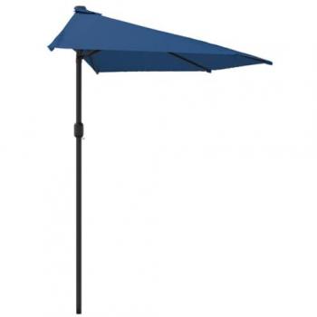 Sombrilla de balcón con poste de aluminio 300 x 150 x 253 cm color azul medio