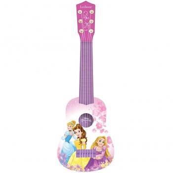 Guitarra Infantil Lexibook DISNEY PRINCESSES 53 cm con diseño de princesas Disney, incluye luces y sonidos, cuerpo de plástico, cuerdas de nylon, adecuada para niños