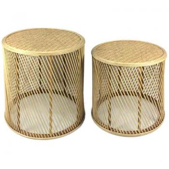 Mesa Auxiliar Decorativa Signes Grimalt - 2 Unidades, Marrón de Madera, Dimensiones: 51x50x50 cm