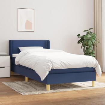Cama Box Spring con Colchón de Tela Azul 80x200 cm