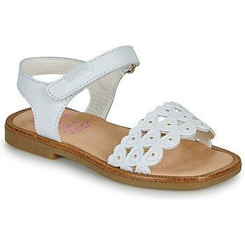 Sandalias blancas de niña PABLOSKY 427400 en piel con cierre de velcro y diseño abierto