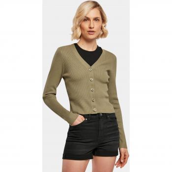 Urban Classics Women's Short Rib Knit Cardigan - Khaki 5XL