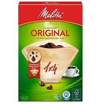 Melitta filtros de café 1x4 natural de Brown, 80 piezas