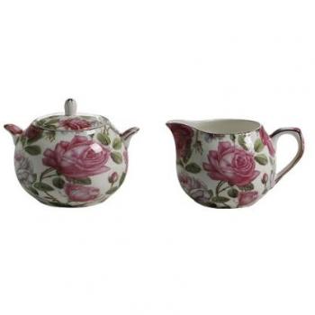 Royal Old England Milch/Zucker-Set Teerose, in Geschenkbox