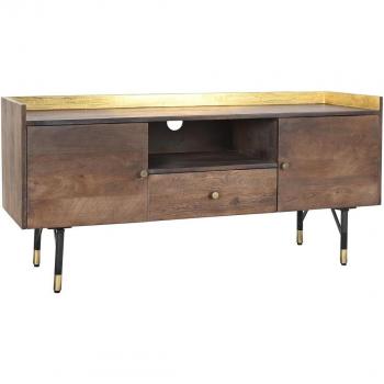 Mueble de TV DKD Home Decor Marrón oscuro Metal Madera de mango (130 x 45 x 60 cm)