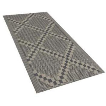 Alfombra Exterior Jacquard 60 x 105 cm Taupe Geométrica Jalna