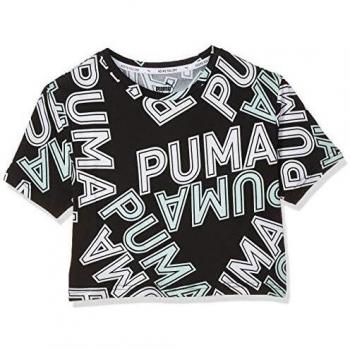Puma Modern Sports tee G Camiseta, Unisex niños, Black-AOP, 128