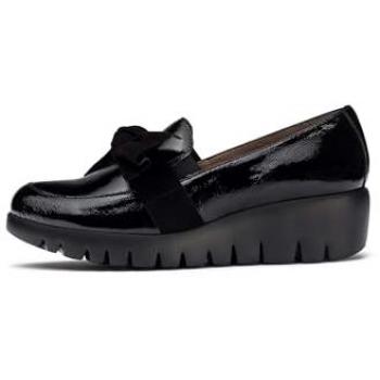 Mocasines de Mujer Wonders Romeo Negros de Piel Vacuna con Elástico Interior