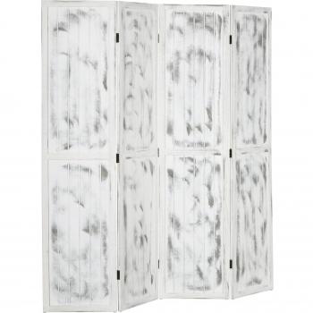 HOMCOM Biombo Plegable Separador de Ambientes 4 Paneles Madera de Paulonia 160,5x170 cm Blanco Rústico