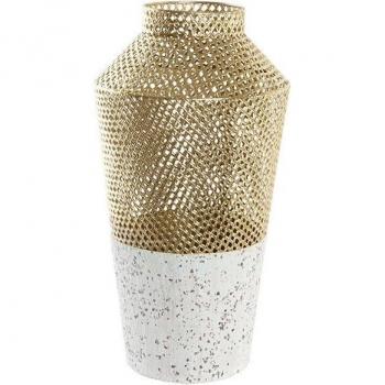 Jarrón de metal rugoso dorado estilo moderno 25x25x48 cm