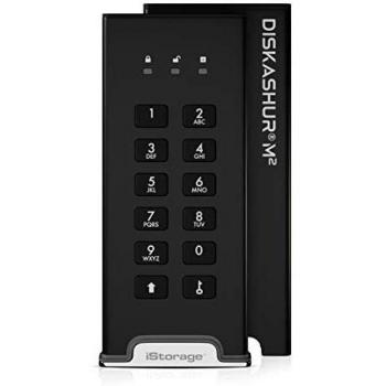 iStorage diskAshur M2 PIN Encrypted Portable Solid State Drive - 500GB Black