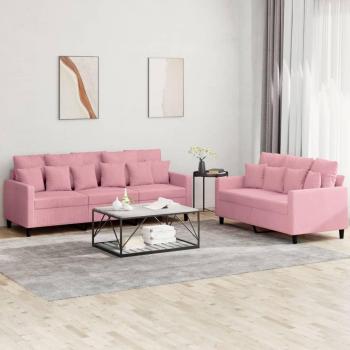 Juego de sofás con cojines 2 piezas terciopelo rosa vidaXL