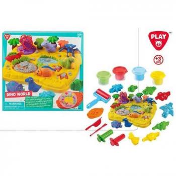 Playgo Set de Plastilina Dino World para Niños Mayores de 3 Años - Incluye Moldes con Formas de Dinosaurios