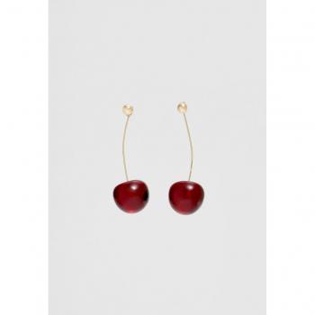 Stradivarius Gold Cherry Earrings OS