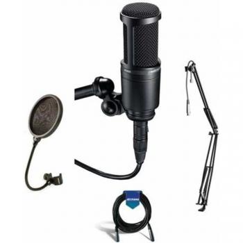 Audio-Technica AT2020 Side-Address Cardioid Condenser Microphone with Accessory Bundle