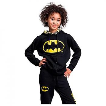 Sudadera con Capucha de Batman para Niño - Color Negro - Talla 10 Años - Elaborado con Algodón y Poliéster de 240 gsm - Con Escudo de Batman - Producto Original Diseñado en España
