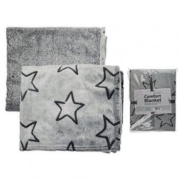 Manta grises con estrellas negras 100% poliéster, 240 g/m², aprox. 130 x 160 cm