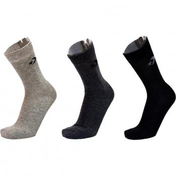 Converse - Pack de tres pares de calcetines alto Basic Crew Minimal Logo negro gris (talla 39-42)