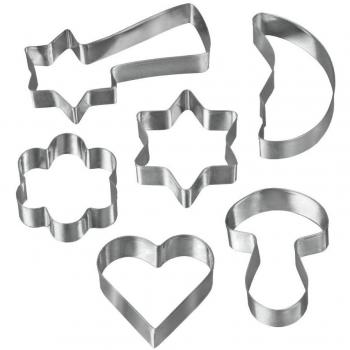 Juego de 6 Cortapastas Metaltex en Acero Inoxidable, Color Plateado