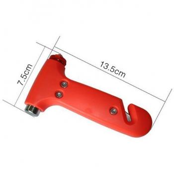 Martillo de seguridad CC*CD para romper ventanillas del coche, con cortador de cinturones, color rojo