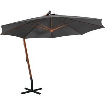 Sombrilla colgante y palo madera abeto gris antracita 3,5x2,9 m