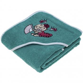 Toalla verde para niños y bebés de Kayuki Saguyaki 100% algodón y con capucha bordada