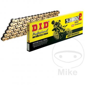 Cadena DID 520DZ2G-102, tipo de cadena para motocicleta, características: diseño de eslabones sellados, compatible con motos de alta potencia, resistencia a la abrasión y al estiramiento, incluye 102 es