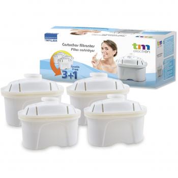 TM Electron TMFIL004 Pack de 4 a 8 Meses de Filtros de Agua Compatibles con Las Jarras Maxtra, Blanco, 4 Unidad